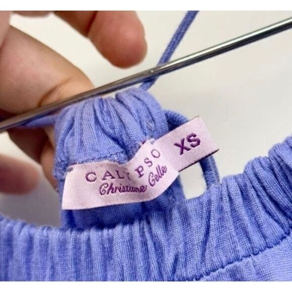 Calypso Christine Celle Purple White Dress XS Spaghetti Strap - Picture 6 of 6